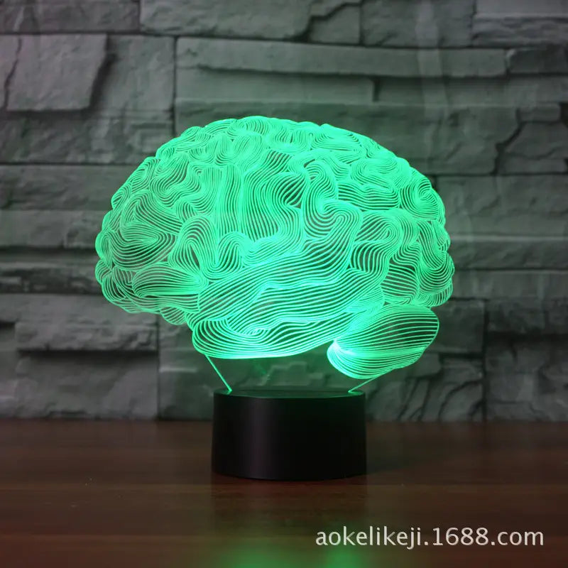 3D Acrylic Brain Light Lamp Blue Gradient Remote Control