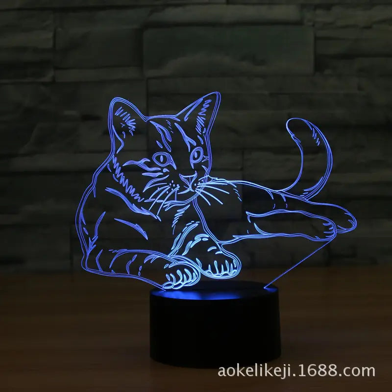 3D Kitten Night Light with Touch Sensitivity