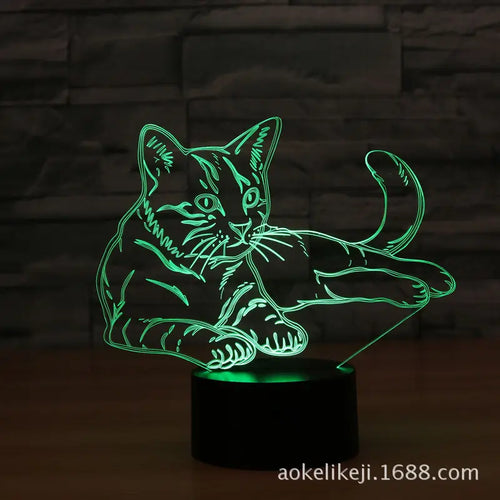 3D Kitten Night Light with Touch Sensitivity