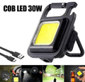 COB LED Keychain Light 30W Rechargeable Black